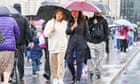 UK weather: frost and heavy rain to bring end to unseasonably warm spell