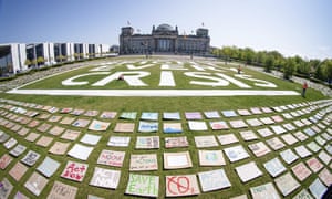 A climate protest in front the German parliament building in Berlin in April