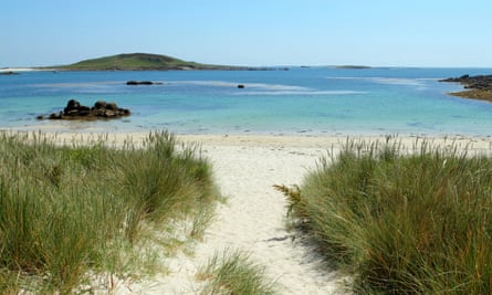 Path to Rushy Bay beach on Bryher, Isles of Scilly.