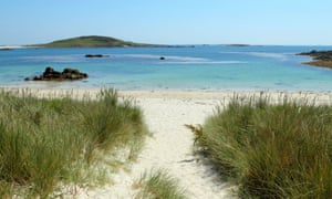 Path to Rushy Bay beach on Bryher, Isles of Scilly.