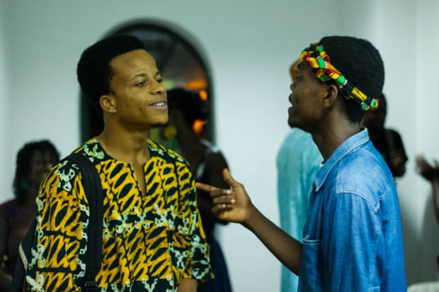 Writer Moshood Balogun and rapper Khalfani at ACCRA[dot]ALT’s Talking Party Series at Brazil House, Jamestown, Ghana. Photo credit - Abass Ismail