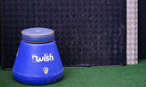 Marcelo Bielsa has become renowned for sitting on his blue bucket on the touchline. 