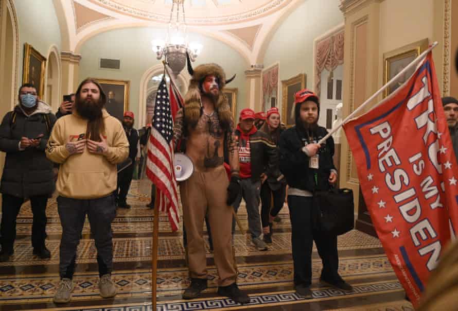 Donald Trump supporters inside the US Capitol on 6 January 2021