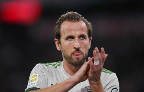 Harry Kane applauds Bayern Munich fans after breaking yet another record for scoring a lot of goals in a short space of time.