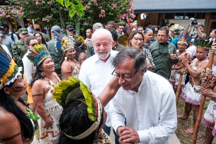 Colombian president Gustavo Petro and Brazilian president Luiz Inácio Lula da Silva meet in Leticia, Colombia’s southernmost city, to discuss protection of the Amazon.