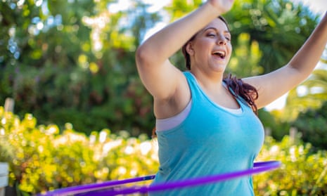 Woman using Hula-hoop