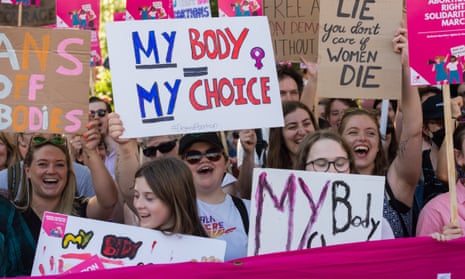 Pro-choice supporters demonstrate in Parliament Square against the US Supreme Court's intention to overturn Roe v Wade on 14 May, 2022.