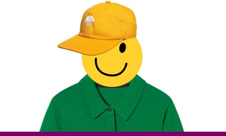 Smiley face dressed in bright clothes