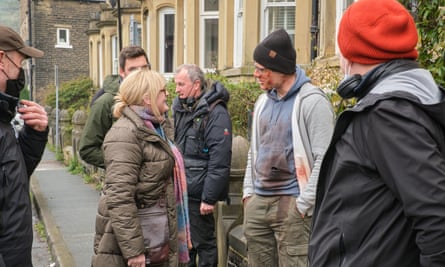 Sarah Lancashire and James Norton on the set of Happy Valley’s third and final series.