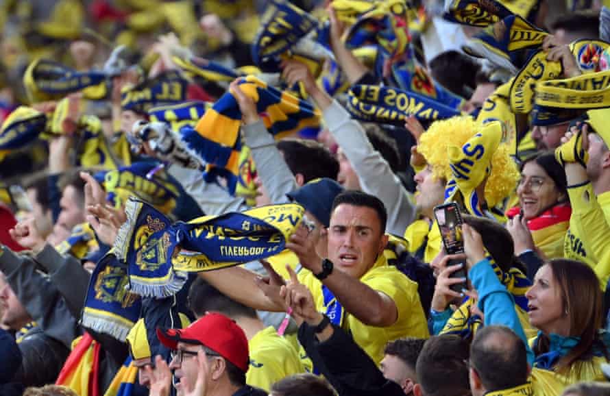 Villarreal's supporters cheer their side