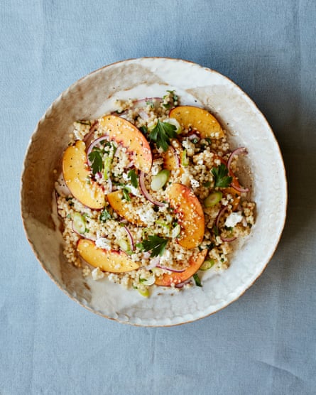 Nik Sharma’s feta, nectarines, red onion and couscous salad.
