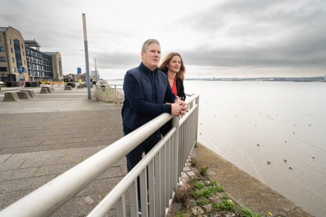 Keir Starmer and his wife Victoria photographed yesterday outside the conference centre in Liverpool by the River Mersey.