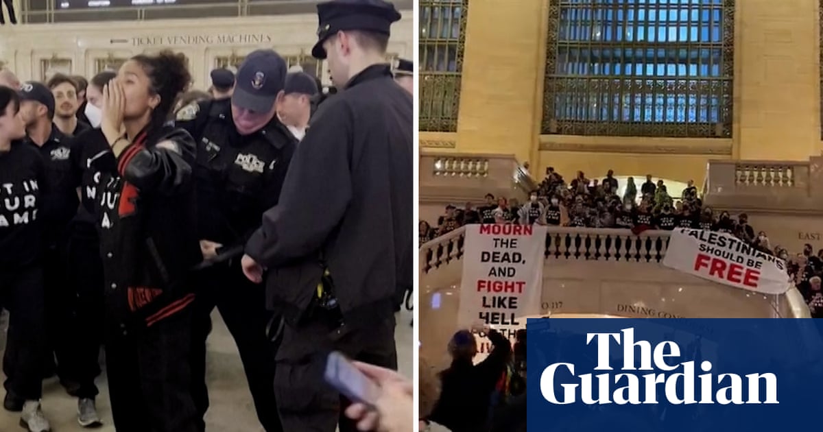 'Let Gaza live': protesters take over New York's Grand Central station – video