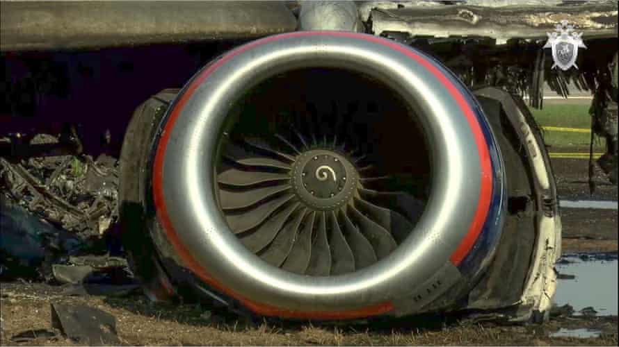 One of the plane’s engines.