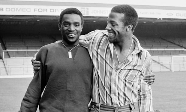West Bromwich Albion team-mates Laurie Cunningham, left, and Cyrille Regis at The Hawthorns in 1977. Both went on to play for England.