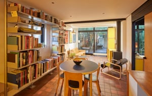 ‘Everything is bespoke’: a view into the living area, with terracotta Welsh quarry tile flooring.