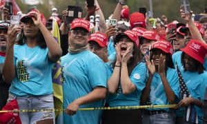 Supporters of Donald Trump rally at the Ellipse, before entering to the White House, where Trump will hold an event on the South Lawn .