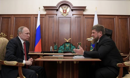 The Russian presiden, Vladimir Putin, with Ramzan Kadyrov, the head of the southern Russian region of Chechnya, at the Kremlin in Moscow.