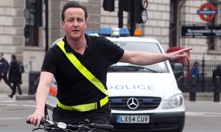 David Cameron arrives by bicycle at the House of Commons for the prime minister’s questions