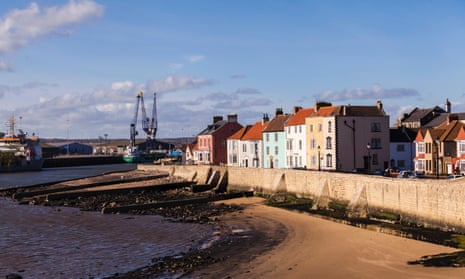 Seafront, sea wall and houses at the Headland in Hartlepool