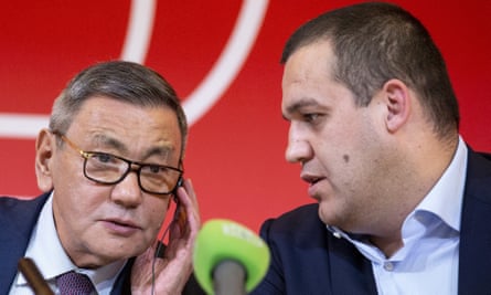 Gafur Rakhimov upon becoming president of what was then Aiba in 2018, with Umar Kremlev, the then secretary general of the Boxing Federation of Russia