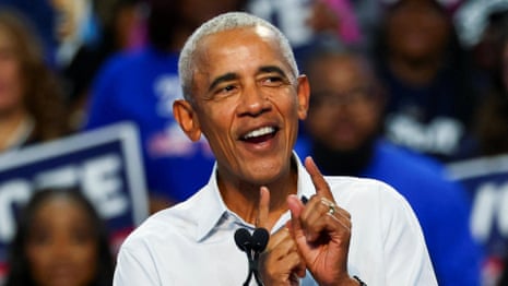 Obama accuses Trump team of ignoring economy to focus on Cheesecake Factory joke - video