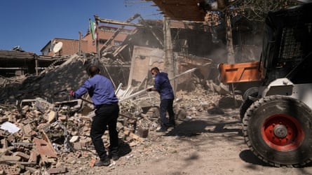 Workers region debris