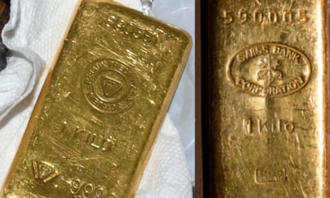 Two gold bars federal agents found while searching the home Menendez.