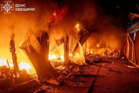 A large fire engulfing a building.