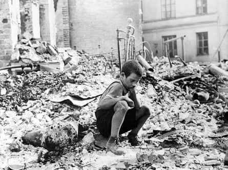 A Polish boy in the ruins of a street in Warsaw in September 1939.