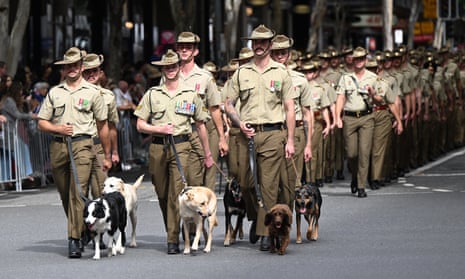 Members of the Australian Defence Force (ADF) are seen marching during the ANZAC Day March in Brisbane, Tuesday, April 25, 2023. (AAP Image/Darren England) NO ARCHIVING