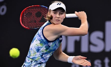 Elena Rybakina hits the ball at the Brisbane International.
