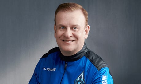 Captain Hamish Harding in a Blue Origin suit for his journey into space.