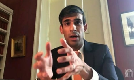 Rishi Sunak giving evidence to an online session of the Lords committee on 19 May.