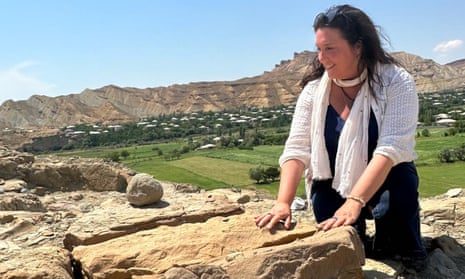 Bettany Hughes at an archaeological site in Azerbaijan for her Treasures of the World series.