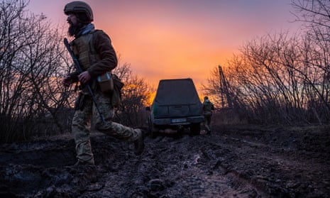 A soldier from a Ukrainian assault brigade near Bakhmut.