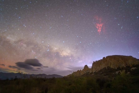 Red sprites seen in the sky
