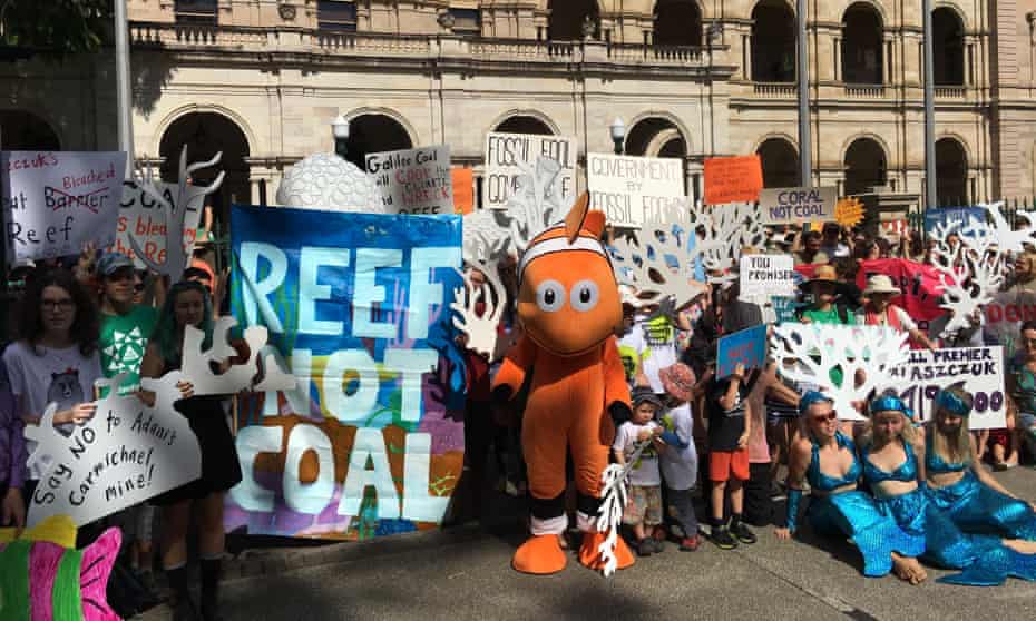 Protesters in Queensland earlier this year. Activists have given Australia a booby-prize for lobbying for the Carmichael mine at an international summit to tackle climate change. 