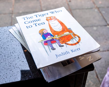 A pile of copies of The Tiger Who Came to Tea.