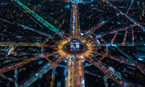 An alternate reality in The Mask Falling ... Paris from the air.