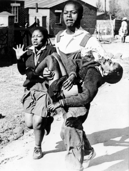 Umbiswa Makhubo carries the body of Hector Pieterson, photographed by Sam Nzima