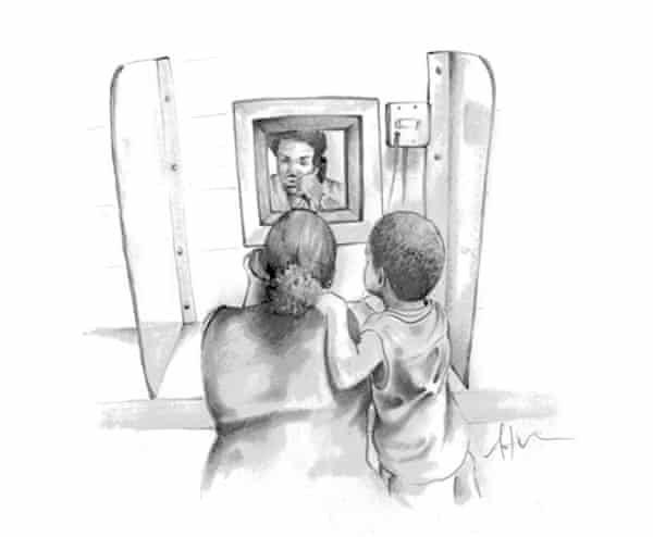 Visiting time … an illustration by prisoner Antwan Williams for the Thick Glass episode