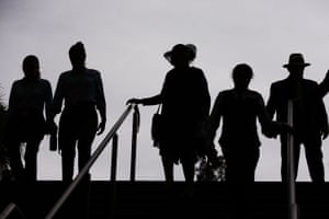 Racegoers arrive during Melbourne Cup Day.