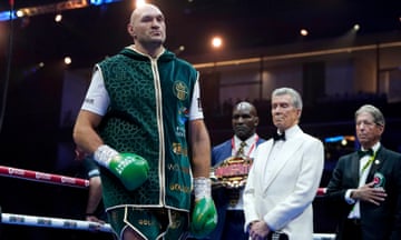 Tyson Fury looks on ahead of his undisputed heavyweight title fight against Oleksandr Usyk.