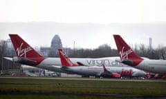 Virgin Atlantic and Jet 2 planes at Glasgow Airport.