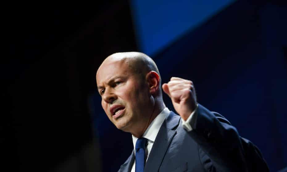 Australian Treasurer Josh Frydenberg delivers his post budget National Press Club address in the Great Hall of Parliament House in Canberra, Wednesday, March 30, 2022. 