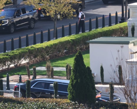 Donald Trump’s motorcade arrives at the supreme court, 1 April 2026.