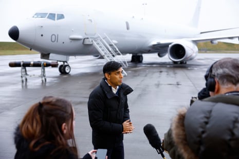 Rishi Sunak giving an interview at RAF Lossiemouth in Moray this morning.