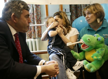 The former prime minister Gordon Brown visiting a Sure Start centre in Sheppey, Kent in 2005.