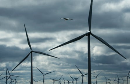 A view of turbines at Whitelee windfarm in East Renfrewshire.